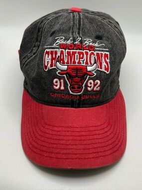 Chicago Bulls Mitchell & Ness 91-92 World Champions Washed Black Denim Strapback